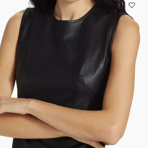 NEW Spanx Leather Like Sleeveless Sheath Dress Black‎  Women’s Size large NWT - Picture 3 of 13